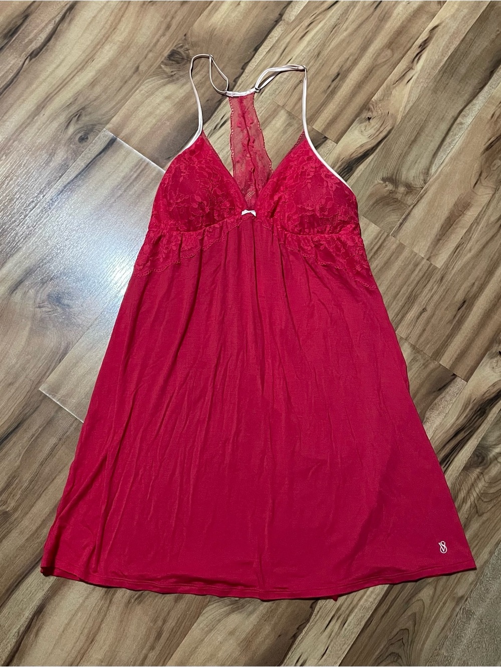 NWT Victoria's Secret Red Modal Lace Racerback Slip Dress Nightgown Chemise LG